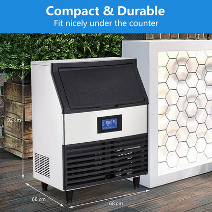 Commercial Ice Maker Machine, 440 LB/24H, 160 Cubes in 5-15 Min, 88 LB Storage Bin, Under Counter Stainless Steel Ice Making Machine for Home Bar Restaurants