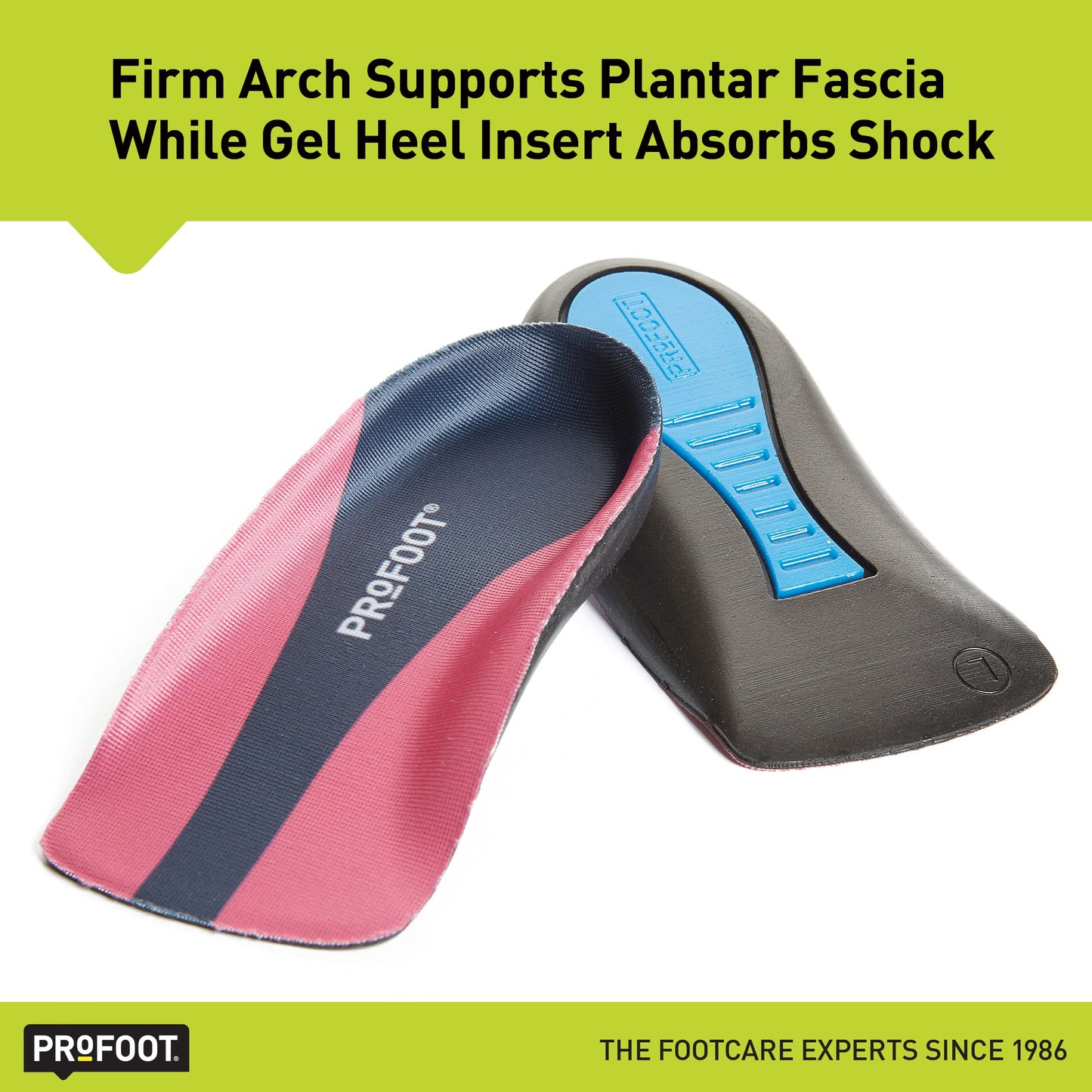 PROFOOT Plantar Fasciitis Orthotic Insoles for Women (Sizes 6-10) – Gel Shoe Inserts for Instant Heel Pain Relief and Arch Support – 1 Pair of Heel Pads