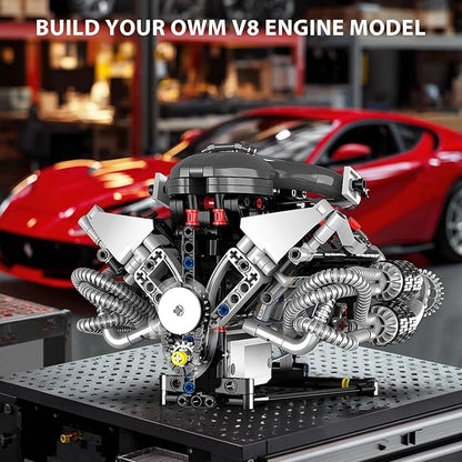 V8 Engine Model Kit That Works APP Controlled Engines Building Block Set for Adults Physical Science Experiment Models Best STEM Toy Gifts for Adult (689 Pcs)