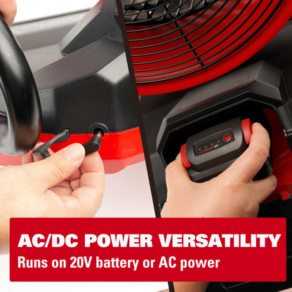 ECOMAX 12" AC/DC Bucket Top Misting Fan, Cordless with 2x20V Batteries & 2A Charger, 2-Speed Airflow & 2-Speed Mist Cooling Fan for Outdoor, Patio, Camping, Fits for 5-Gallon Bucket & Garden Hose