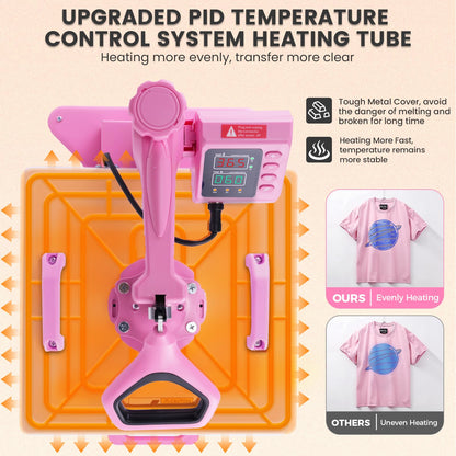 Whubefy Heat Press 15x15 inch 8 in 1 with 30OZ Tumbler Press, Slide Out 360° Swing Away Digital Shirt Press Machine, Industrial-Quality Heat Transfer Sublimation for T-Shirt/Tumbler/Mug/Hat/Cap/Plate