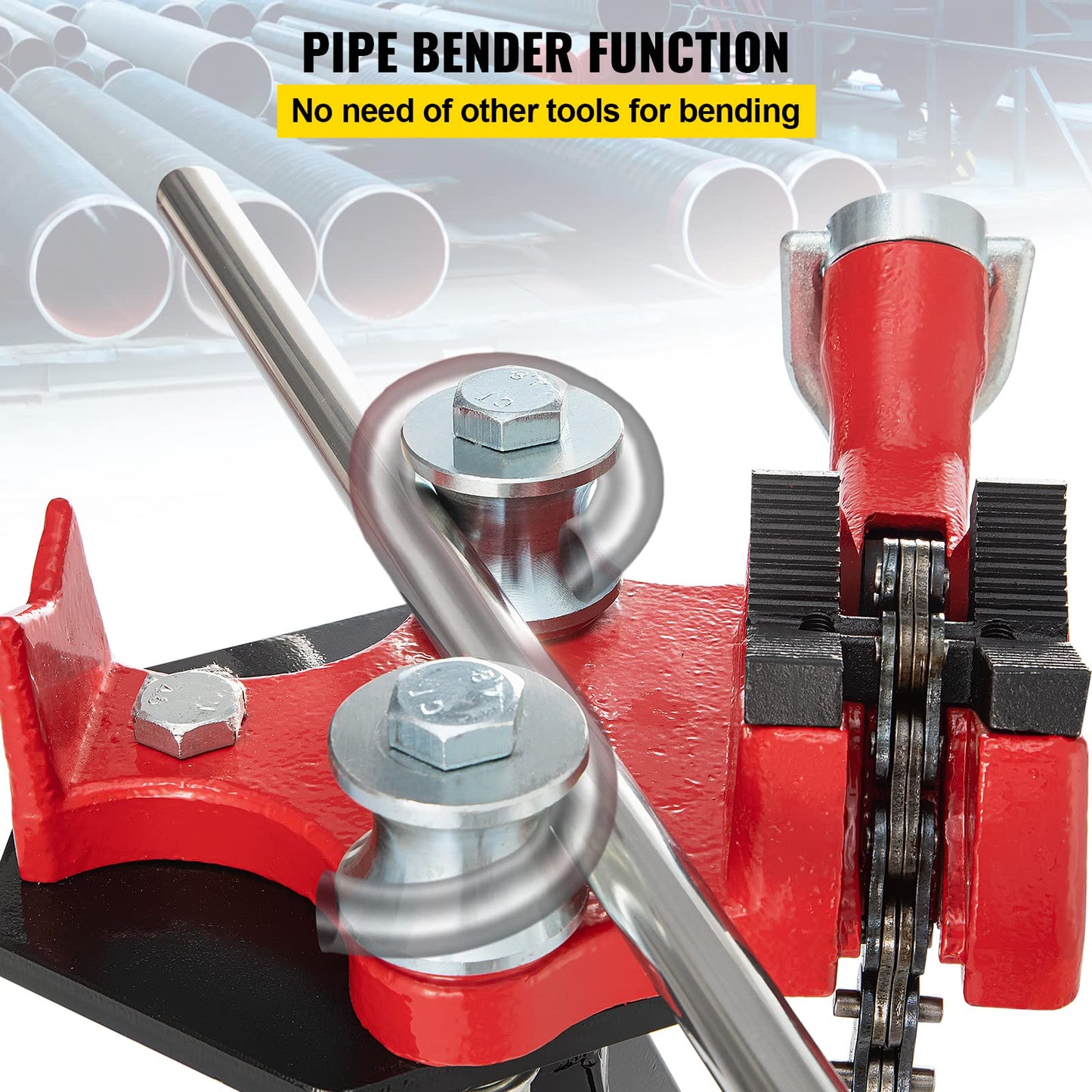 VEVOR Tripod Pipe Chain Vise, 1/8"-5" Pipe Capacity, 36.4“ Length Chain Vise Stand with Portable Folding Steel Legs, for Grabbing, Supporting and Bending Pipes in Factory, Workshop and Home
