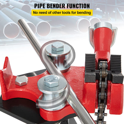 VEVOR Tripod Pipe Chain Vise, 1/8"-5" Pipe Capacity, 36.4“ Length Chain Vise Stand with Portable Folding Steel Legs, for Grabbing, Supporting and Bending Pipes in Factory, Workshop and Home