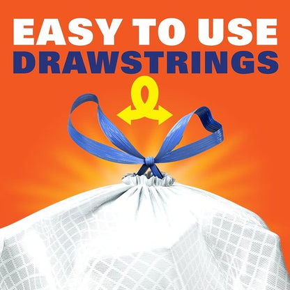 Hefty Ultra Strong 13 Gallon Trash Bags - Drawstring Closure & Odor Control | 80 Count, Clean Burst Scent