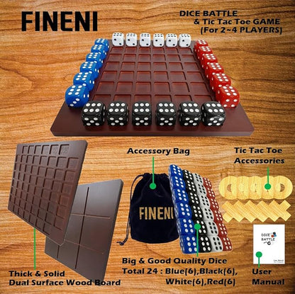 Dual Sides Battle &amp TicTacToe - Wooden Coffee Table Game for 2-4 Players