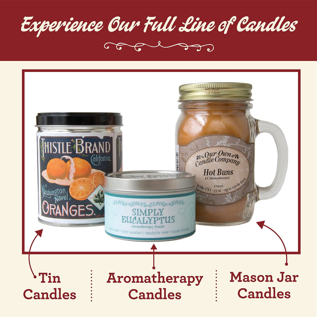 Balsam Pine Scented Mason Jar Candle – 13 oz, Long Lasting 100 Hour Burn, Soy Blend with Lead-Free Wick – Our Own Candle Company