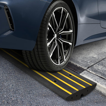 48" Driveway Ramp 2 Pack Heavy Duty Rubber Curb Ramps for Cars SUVs Trucks, Low Profile with Water Drainage, Garage Sidewalk Transition Solution