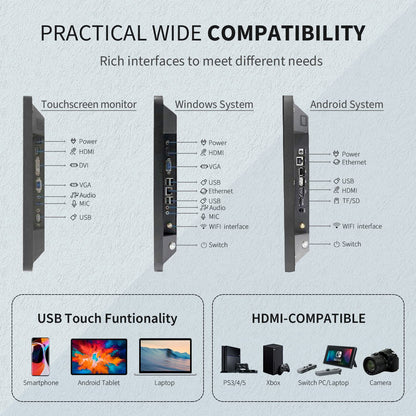 TouchWo 27 inch Touch Screen PC Monitor, Intel i5, 4GB RAM, 128G SSD, 16:9 FHD 1080P, Windows 10, Smart Board for Classroom, Meeting & Home, USB, VGA & HD-MI Monitor