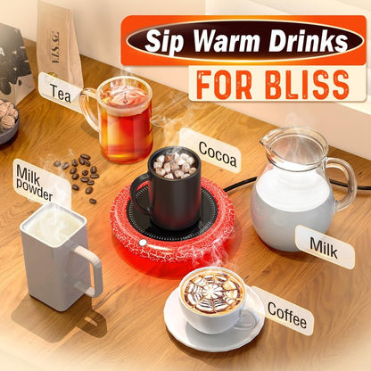 Coffee Mug Warmer with 7 LED Color Lights – Fast Heating & High Temp, Auto On/Off Gravity Sensor, Smart Electric Beverage Warmer for Coffee, Tea & More, Desk & Home Use(White)