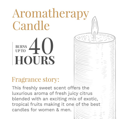 CANDLE-LITE Scented Tropical Fruit Medley Fragrance, One 10oz. Three Wick Aromatherapy Candle with 20-40 Hours of Burn Time, Yellow Color, 10 oz. Jar