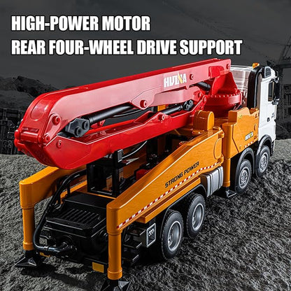 Concrete Pump Truck Toy 1:18 Scales Cement Truck Toy 11 Channel 2.4G Diecast Construction Trucks with Working Water Pump One-Touch Function120CM Pump ARM 630° Rotation for Teens 14+