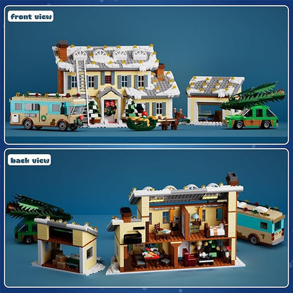 Christmas Holiday House Building Set 5 in 1 Model Buildings Kits Snow Village &amp RV Toy Building Blocks Sets with LED Xmas Decor Toys Gifts for Kids Girls Boys Ages 8+ Adults (1958PCS)