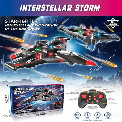 RC PlaneFoam Airplane Toy Drone Remote Airplane Foam Airplanes for Kids Airplanes for Kids Remote Control Helicopter for Boys 8-12360°Flip Fighter Jet with Light (Blue-B)