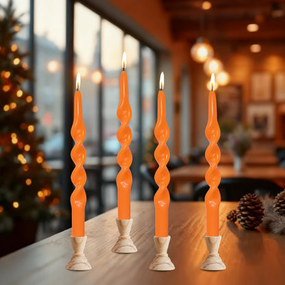 4 Pack Orange Taper Candle 10 inch Twisted Candles Unscented for Christmas Halloween Dinner Wedding Home Decor, Relaxation & All Occasions