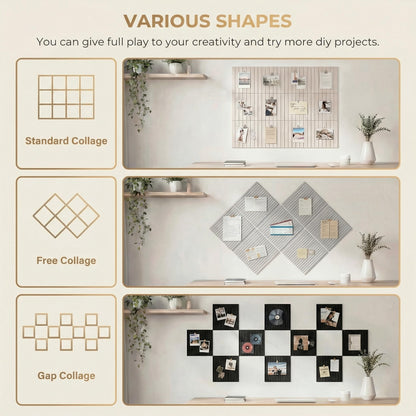 AHEONLAR Felt Bulletin Board 36"x 24", Cork Boards for Walls, 6 Pack Bulletin Board Large Cork Board for Office, Felt Boards with 40 Safe Removable Adhesive Tabs Wall Decor for Home(Light Gray)