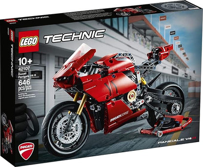 LEGO Technic Ducati Panigale V4 R Motorcycle 42107 Building Set - Collectible Superbike Display Model Kit with Gearbox and Working Suspension Fun for Adults and Motorcycle Enthusiasts