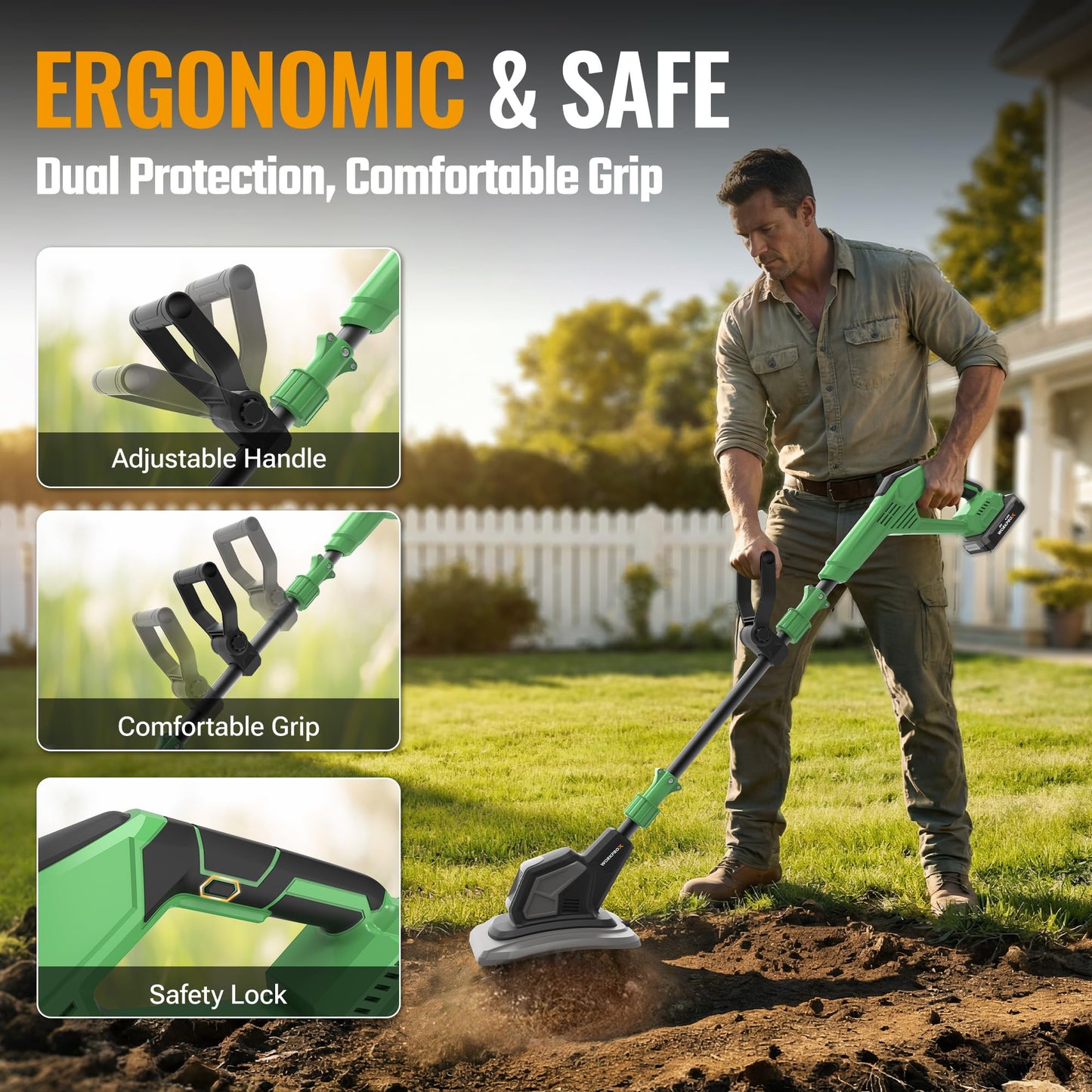 WORKPROX 20V Cordless Tiller Cultivator, 4×12 Durable Steel tines, 8-Inch Wide & Deep Garden Rototiller, 4.0Ah Battery Powered, Electric Cultivator for Soil, Lawn & Garden