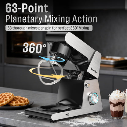 Stand Mixer Body with Stainless Steel Cladding Pro-Grade Powerful Kitchen Mixer for Baking Bread Dough Cake 10+p Speed Tilt-Head Electric Food Mixer With 6.5QT Bowl Dough Hook Wire Whisk Flat Beater