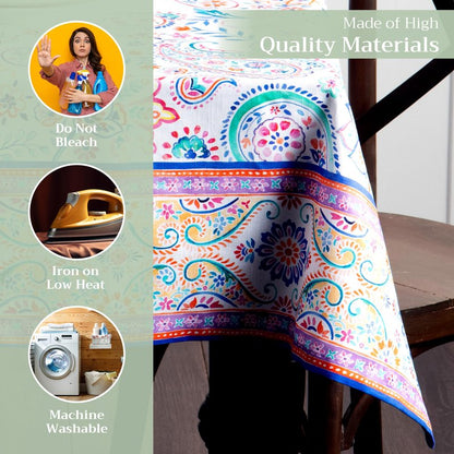 Maison d' Hermine Table Cloth Rectangle Table 100% Cotton 70 x 120 Inches Tablecloth Reusable Decorative for Dining Kitchen Room Farmhouse Home Gifts for Mothers Day Spring Summer - Indian Floral