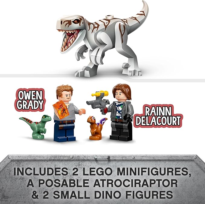 LEGO 76945 Jurassic World Atrociraptor: Motorcycle Chase Set of 3 Dinosaur Figures and Toy Motorcycle for Children from 6 Years