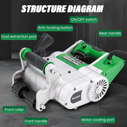 Huanyu Electric Wall Chaser 25mm+35mm Blades Upgraded 1 time Molding Wall Slotting Machine No Dust Operation Wall Groove Cutting Machine Cement Sand Brick Cutter 110V (25mm+35mm)