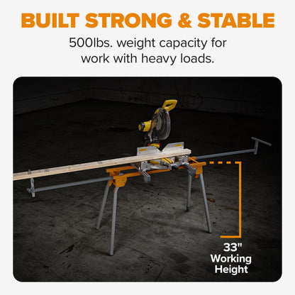 BORA Portable Miter Saw Stand 2nd Generation - Quick release Tool Mount - 114 Inches of Material Support - Universal Folding Compound Mitre Saw Stand fits Dewalt, Milwaukee, Ridgid, Bosch Chop Saws PM-4020