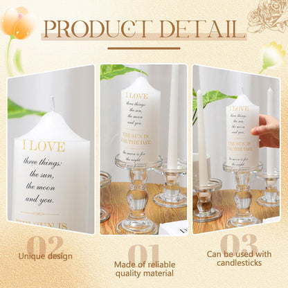 MTLEE 3 Unity Candles with Candle Holder for Wedding Unity Candle Set Include 1 Pillar and 2 Taper Candles for Ceremony Wedding Accessories Baptism Catholic Church (Love Things)
