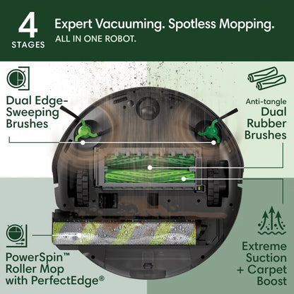 iRobot Roomba Max 705X Combo Robot Vacuum & Mop + AutoWash Dock– 175x More Suction, Extending Self-Cleaning Roller Mop, Dual Rubber Brushes, Self‑Empties for 75 Days, Heat-Wash & Dry, Avoids Obstacles