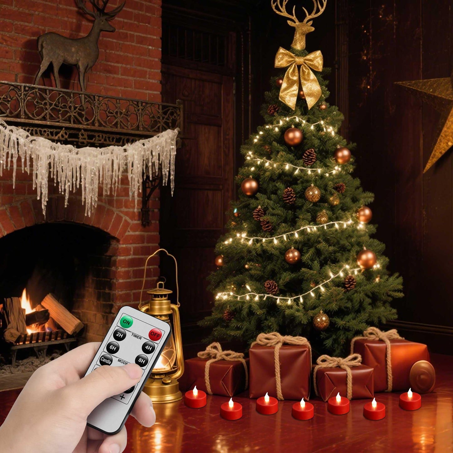 MINXIN LED Tea Light Flameless Candles with Remote Control Flickering Tealight Long Lasting, Battery Operated with Timer for Halloween Home Decoration Seasonal &Festival Celebration Red (24pcs)