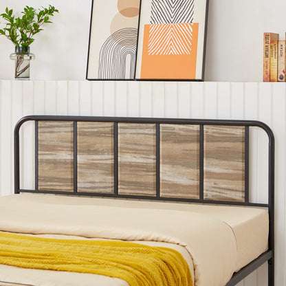 VECELO Queen Platform Bed Frame with Wooden Headboard,Sturdy Steel Slats Support/Matress Foudation/No Box Spring Needed(Grey Slate)