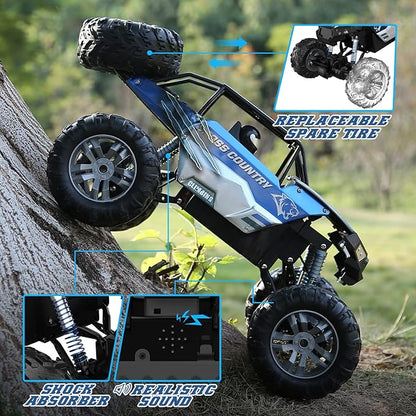 DEERC Large 1:8 Scale Monster Truck for Adults and Boys Upgraded Remote Control Car with Realistic Sound 4WD All Terrain RC Toy with 2 Batteries for 80 Minutes Play
