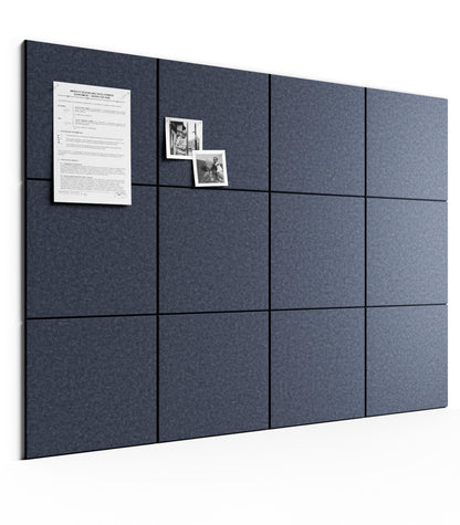 Bumusty Large Cork Board 48" x 36" Alternative - 12 Pack Felt Wall Tiles with 70 Safe Removable Adhesive Tabs, 30 Pushpins, Cork Boards for Walls Pin Board Bulletin Board Office Decor (Navy Blue)
