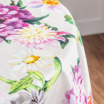 Maison d' Hermine Table Cloth Round Table 100% Cotton 63 Round Inches Tablecloth Reusable Decorative for Dining Kitchen Room Farmhouse Home Gifts for Mothers Day Spring Summer - Pivoine