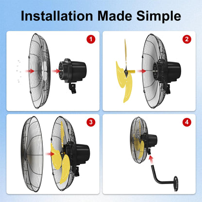 20 Inch Wall Mount Fan,7200 CFM Industrial Fan with 90° Oscillation,3 Speeds,Poweful Motor,Adjustable Tilt,High Velocity Fans for Garage,Shop,Patio,Factory,Gym,Porch,Outdoor,Indoor
