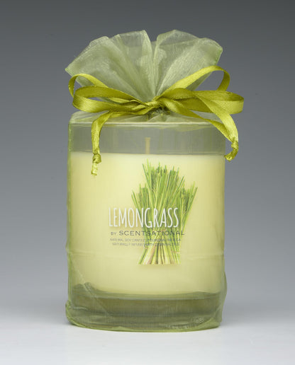 Scentsational Lemongrass Soy Candle, 11 oz, 50-60 Hour Burn Time, Gift Wrapped