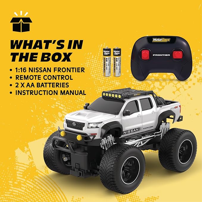 Nissan Frontier RC Truck – 1:16 Scale 4WD Remote Control Car Officially Licensed Nissan Frontier 2.4GHz Full-Function Control USB Rechargeable Ready to Run White