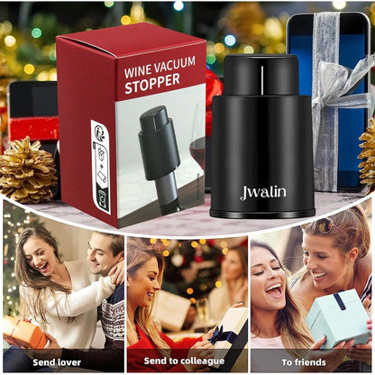 Jwalin Wine Vacuum Pump Stopper – Premium Wine Preserver with Airtight Seal, Reusable Vacuum Pump Keeps Wine Fresh, Perfect Wine Accessory Gift for Wine Lovers