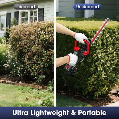 Hedge Trimmer for Milwaukee 18V Battery, Cordless Hedge Trimmer with 22'' Dual-Action Blade and Safety Lock,1600PRM, 3/5'' Cutting Width(Battery Not Included) (Red)
