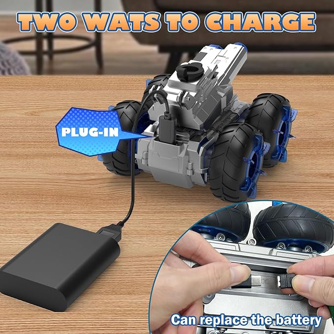 Amphibious Remote Control Car with Water GunWaterproof Monster Truck Rc Boat Water Tank Swimming Pool ToysGesture Sensing RC Stunt CarsBirthday Gifts for Boys Girls Teens 8 9 10 11 12 13+ yrs