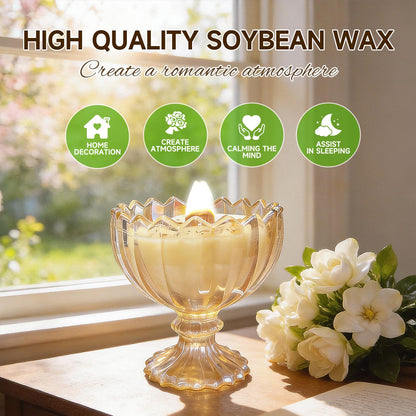 Joo Sko Jar Petal Bowl Shape Soy Wax Gardenia Scented Candle, Aromatherapy Jar Candles for Home Scented or As a Christmas Holiday Candle Gift for Your Lover(7OZ/48Hours Burning)