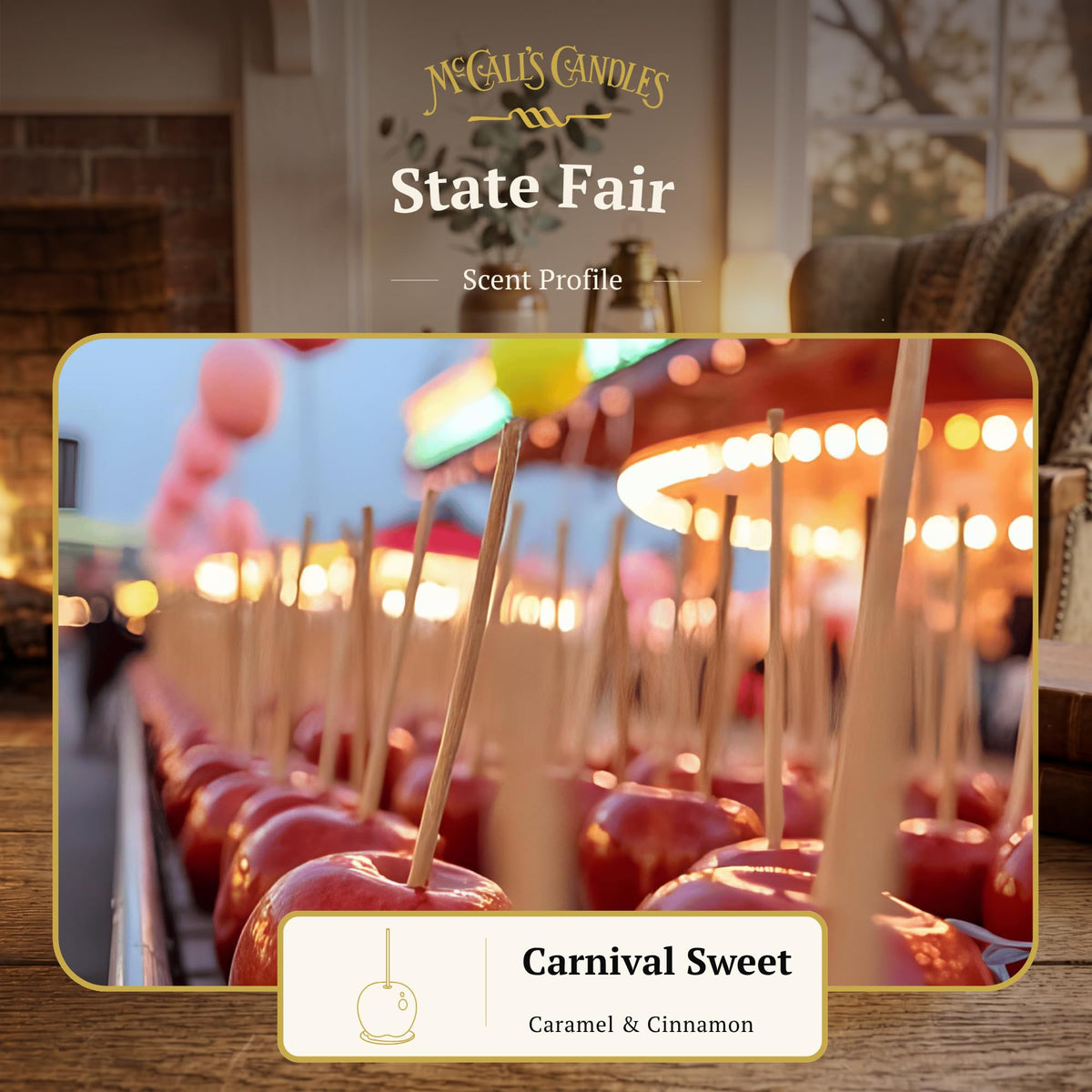 McCall’s Candles | State Fair | 16 oz Two-Wick Scented Candle | USA-Poured | Vintage Mason Jar with Carrying Handle | Caramel Apple, Cinnamon & Pie Crust Fragrance