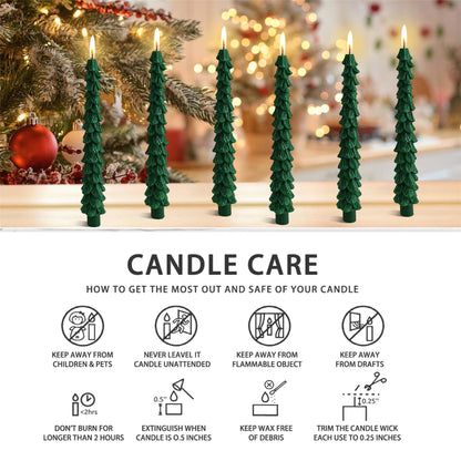 Christmas Tree Candle Green Candlesticks - Gedengni 10inches Unscented Tree Shaped Taper Candles Decorative Tapered Candles Cute Candle Sticks for Holiday Wedding Party Dinner Table Decoration, 2pcs