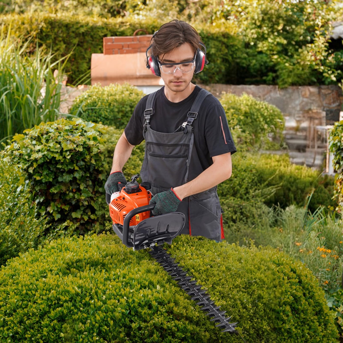 VEVOR Gas Hedge Trimmer 2 Cycle, 23.2-Inch 26cc Dual Sided Blade, Handheld, Lightweight, EPA, CE, EMC Certified, Ideal for Trimming Shrubs and Bushes, Includes Blade Cover, Gloves and Ear Protectors