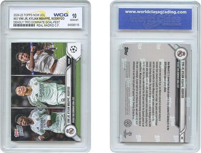 2024 Topps Now KYLIAN MBAPPE/Vini JR/RODRYGO Real Madrid CF Soccer Trio Card #83 - Graded GEM-Mint 10