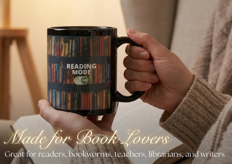Onebttl Book Lover Gifts Color Changing Mug, Reading Mode Ceramic Coffee Cup, Magic Heat Reveal Bookshelf Present for Readers, Bookworm Women Men, Librarian Teacher Birthday Christmas