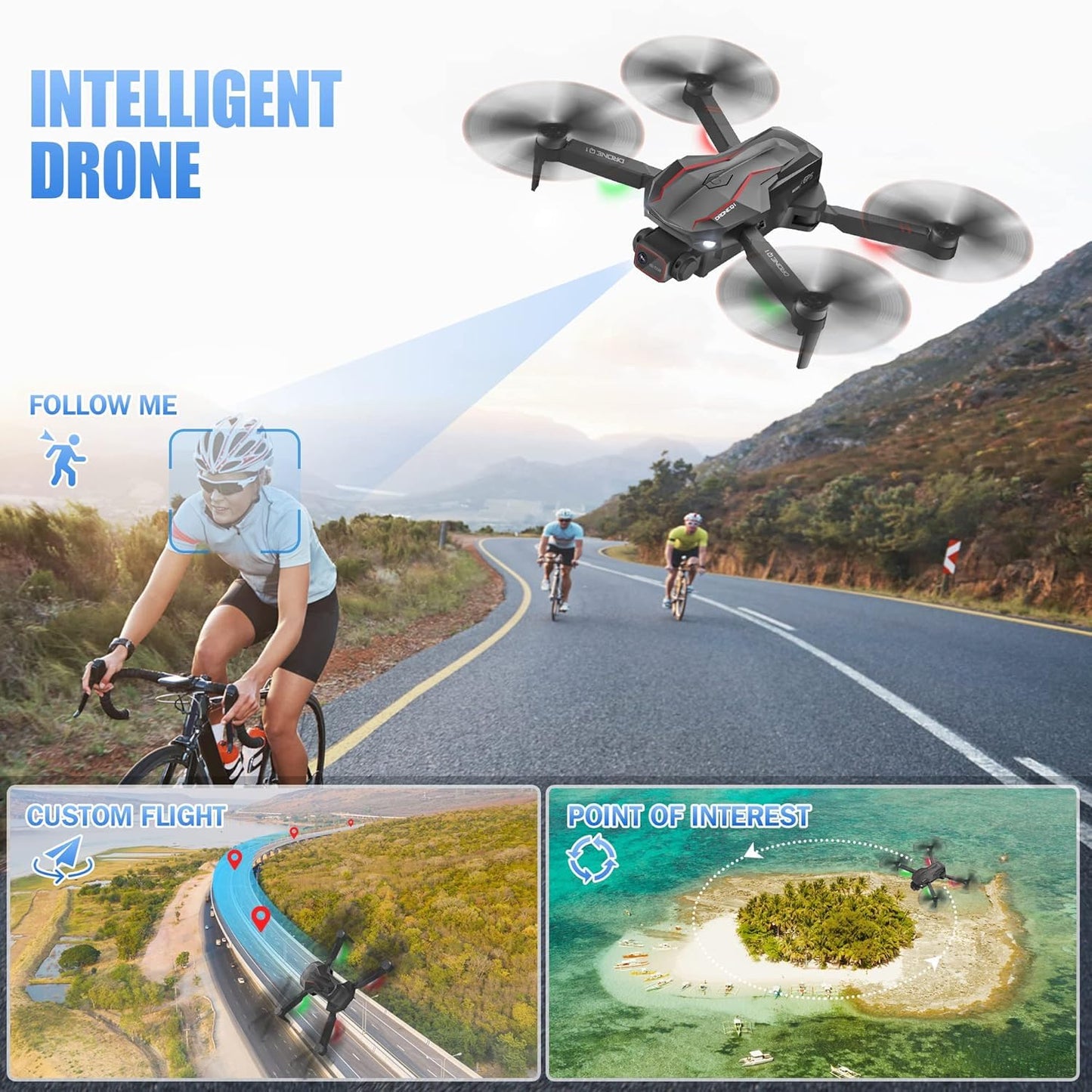 GPS Drone with Camera 4K for Adults,2PCS Batteries 60Mins Flight Time and Carrying Case,Gift for Men,Easy Fly Quadcopter for Beginners with Optical Flow Positioning