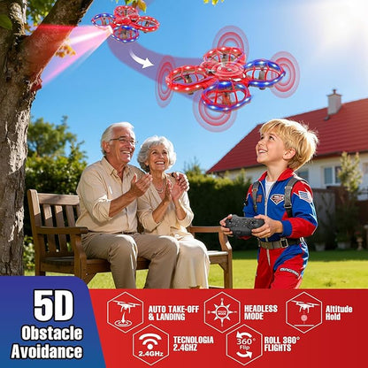 Spider Drones for Kids 8-12: Stunt Drone 5D Obstacle Avoidance RC Quadcopter 3D Flips Auto Hovering LED Lights Indoor Outdoor Remote Control Helicopter for Boys Girls Adults
