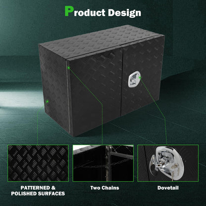 SCITOO 36" Aluminum Diamond Plate Truck Bed Tool Box,Heavy Duty Crossover Storage for Most Full Size Pickups,Lockable Weatherproof Chest,Fits 36"WX24"DX24"H Truck Beds,Easy Access to Load and Unload