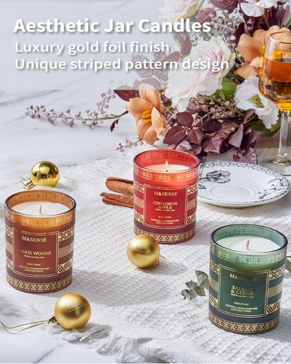 M&SENSE Fireside Scented Candle for Men, Masculine 7.4oz Winter Home Fragrance, Luxury Candle for Cozy Winter Room Decor, Housewarming New Year Gifts