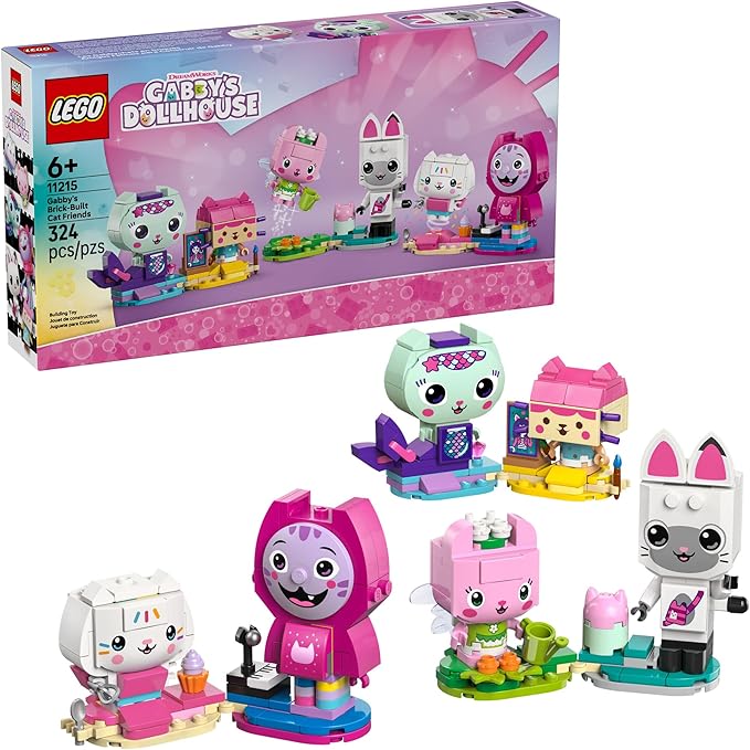 LEGO Gabby’s Dollhouse Gabby’s Brick-Built Cat Friends Building Toy for Girls &amp Boys - Pretend Play Set W/6 Animal Toy Figures for Kids Ages 6+ - Gift Idea for Birthdays - 11215
